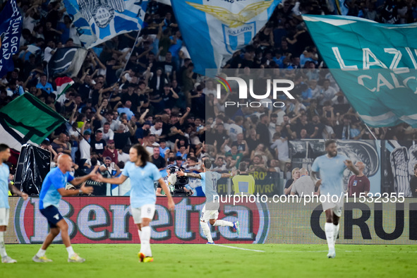 Taty Castellanos of SS Lazio celebrates after scoring first goal during the Serie A Enilive match between SS Lazio and AC Milan at Stadio Ol...