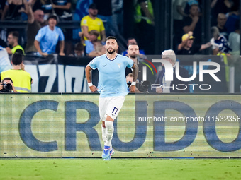 Taty Castellanos of SS Lazio celebrates after scoring first goal during the Serie A Enilive match between SS Lazio and AC Milan at Stadio Ol...