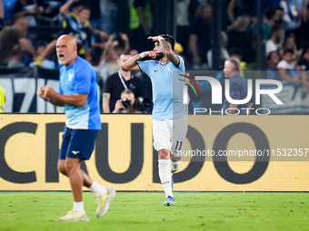 Taty Castellanos of SS Lazio celebrates after scoring first goal during the Serie A Enilive match between SS Lazio and AC Milan at Stadio Ol...