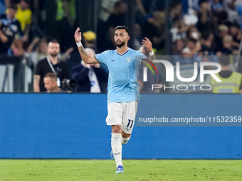 Taty Castellanos of SS Lazio celebrates after scoring first goal during the Serie A Enilive match between SS Lazio and AC Milan at Stadio Ol...