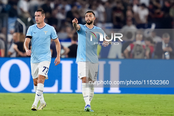 Taty Castellanos of SS Lazio celebrates after scoring first goal during the Serie A Enilive match between SS Lazio and AC Milan at Stadio Ol...