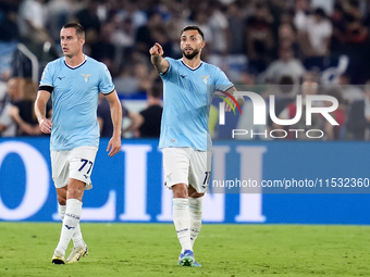 Taty Castellanos of SS Lazio celebrates after scoring first goal during the Serie A Enilive match between SS Lazio and AC Milan at Stadio Ol...