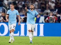 Taty Castellanos of SS Lazio celebrates after scoring first goal during the Serie A Enilive match between SS Lazio and AC Milan at Stadio Ol...