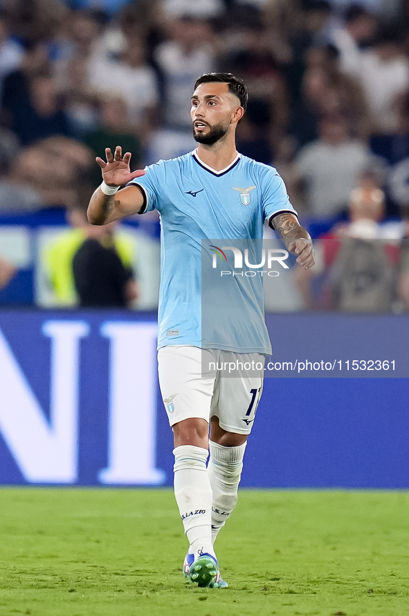 Taty Castellanos of SS Lazio celebrates after scoring first goal during the Serie A Enilive match between SS Lazio and AC Milan at Stadio Ol...