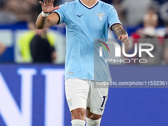 Taty Castellanos of SS Lazio celebrates after scoring first goal during the Serie A Enilive match between SS Lazio and AC Milan at Stadio Ol...