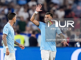 Taty Castellanos of SS Lazio celebrates after scoring first goal during the Serie A Enilive match between SS Lazio and AC Milan at Stadio Ol...