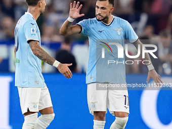 Taty Castellanos of SS Lazio celebrates after scoring first goal during the Serie A Enilive match between SS Lazio and AC Milan at Stadio Ol...