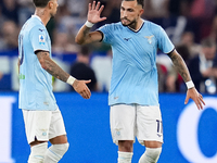 Taty Castellanos of SS Lazio celebrates after scoring first goal during the Serie A Enilive match between SS Lazio and AC Milan at Stadio Ol...