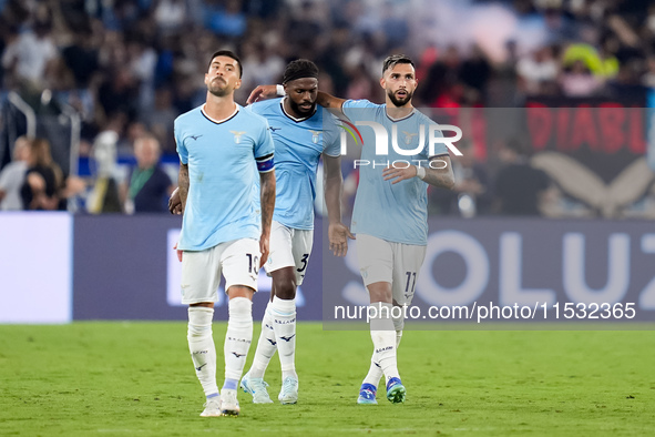 Taty Castellanos of SS Lazio celebrates after scoring first goal during the Serie A Enilive match between SS Lazio and AC Milan at Stadio Ol...