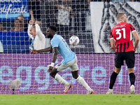 Boulaye Dia of SS Lazio celebrates after scoring second goal during the Serie A Enilive match between SS Lazio and AC Milan at Stadio Olimpi...