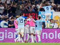 Boulaye Dia of SS Lazio celebrates after scoring second goal during the Serie A Enilive match between SS Lazio and AC Milan at Stadio Olimpi...