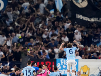 Boulaye Dia of SS Lazio celebrates after scoring second goal during the Serie A Enilive match between SS Lazio and AC Milan at Stadio Olimpi...