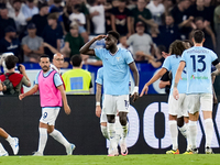 Boulaye Dia of SS Lazio celebrates after scoring second goal during the Serie A Enilive match between SS Lazio and AC Milan at Stadio Olimpi...