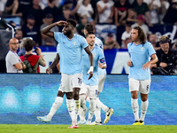 Boulaye Dia of SS Lazio celebrates after scoring second goal during the Serie A Enilive match between SS Lazio and AC Milan at Stadio Olimpi...