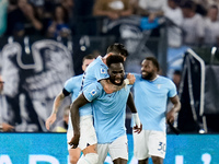 Boulaye Dia of SS Lazio celebrates after scoring second goal during the Serie A Enilive match between SS Lazio and AC Milan at Stadio Olimpi...