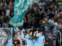 Boulaye Dia of SS Lazio celebrates after scoring second goal during the Serie A Enilive match between SS Lazio and AC Milan at Stadio Olimpi...