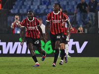 Rafael Leao of A.C. Milan celebrates after scoring the goal of 2-2 during the 3rd day of the Serie A Championship between S.S. Lazio and A.C...