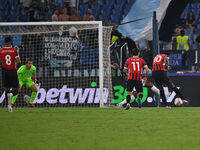 Rafael Leao of A.C. Milan celebrates after scoring the goal of 2-2 during the 3rd day of the Serie A Championship between S.S. Lazio and A.C...