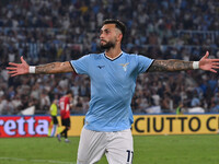 Valentin Castellanos of S.S. Lazio celebrates after scoring the goal to make it 1-1 during the 3rd day of the Serie A Championship between S...