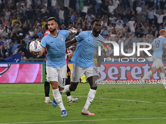 During the third day of the Serie A Championship between S.S. Lazio and A.C. Milan at the Olympic Stadium in Rome, Italy, on August 31, 2024...