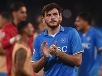 Khvicha Kvaratskhelia of SSC Napoli applauds fans at the end of the Serie A match between SSC Napoli and Parma Calcio at Stadio Diego Armand...