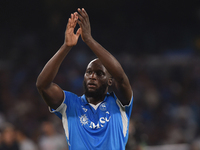 Romelu Lukaku of SSC Napoli applauds fans at the end of the Serie A match between SSC Napoli and Parma Calcio at Stadio Diego Armando Marado...