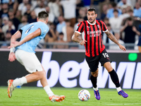 Theo Hernandez of AC Milan during the Serie A Enilive match between SS Lazio and AC Milan at Stadio Olimpico on Aug 31, 2024 in Rome, Italy....