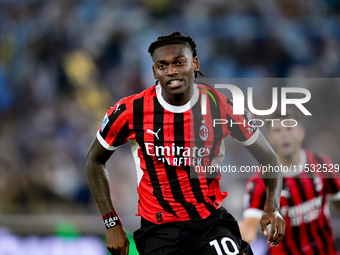 Rafael Leao of AC Milan doesn't celebrate after scoring second goal during the Serie A Enilive match between SS Lazio and AC Milan at Stadio...