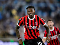 Rafael Leao of AC Milan doesn't celebrate after scoring second goal during the Serie A Enilive match between SS Lazio and AC Milan at Stadio...