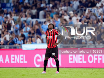 Rafael Leao of AC Milan doesn't celebrate after scoring second goal during the Serie A Enilive match between SS Lazio and AC Milan at Stadio...