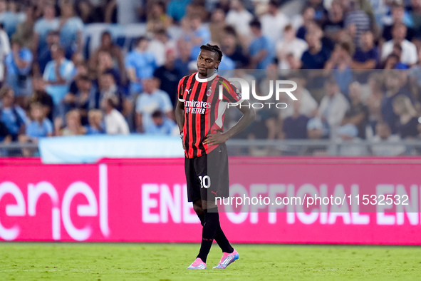 Rafael Leao of AC Milan doesn't celebrate after scoring second goal during the Serie A Enilive match between SS Lazio and AC Milan at Stadio...