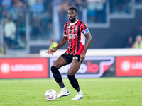 Fikayo Tomori of AC Milan during the Serie A Enilive match between SS Lazio and AC Milan at Stadio Olimpico on Aug 31, 2024 in Rome, Italy....