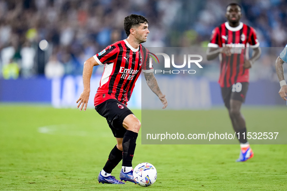 Christian Pulisic of AC Milan during the Serie A Enilive match between SS Lazio and AC Milan at Stadio Olimpico on Aug 31, 2024 in Rome, Ita...