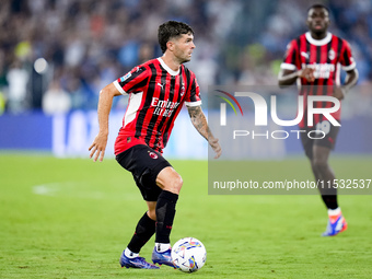 Christian Pulisic of AC Milan during the Serie A Enilive match between SS Lazio and AC Milan at Stadio Olimpico on Aug 31, 2024 in Rome, Ita...