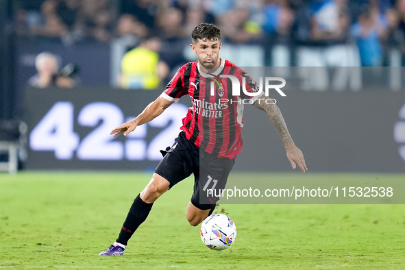 Christian Pulisic of AC Milan during the Serie A Enilive match between SS Lazio and AC Milan at Stadio Olimpico on Aug 31, 2024 in Rome, Ita...