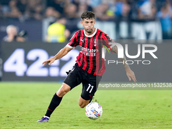 Christian Pulisic of AC Milan during the Serie A Enilive match between SS Lazio and AC Milan at Stadio Olimpico on Aug 31, 2024 in Rome, Ita...