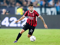 Christian Pulisic of AC Milan during the Serie A Enilive match between SS Lazio and AC Milan at Stadio Olimpico on Aug 31, 2024 in Rome, Ita...