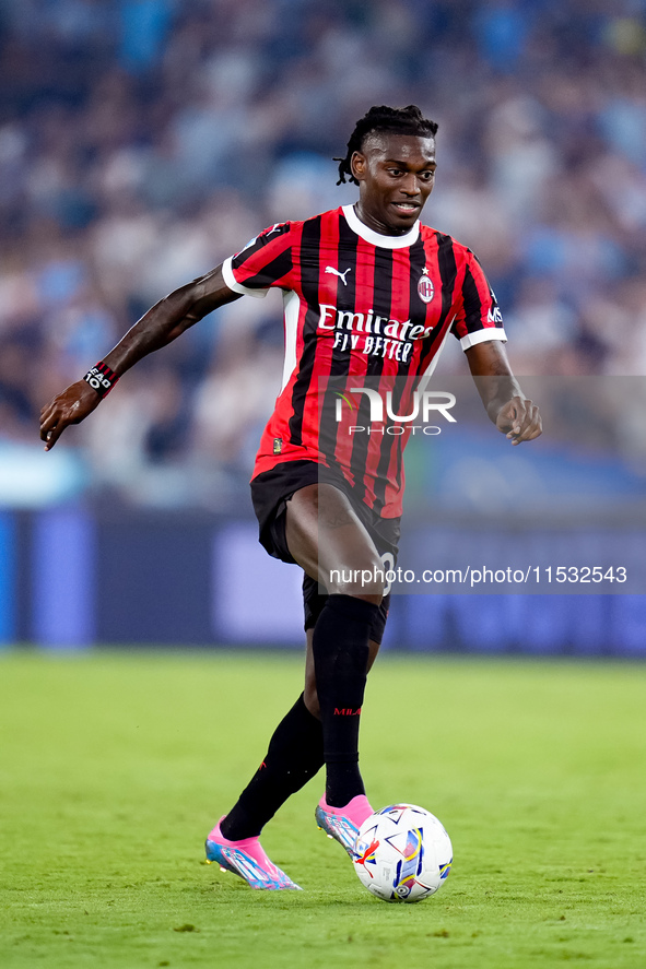 Rafael Leao of AC Milan during the Serie A Enilive match between SS Lazio and AC Milan at Stadio Olimpico on Aug 31, 2024 in Rome, Italy. 