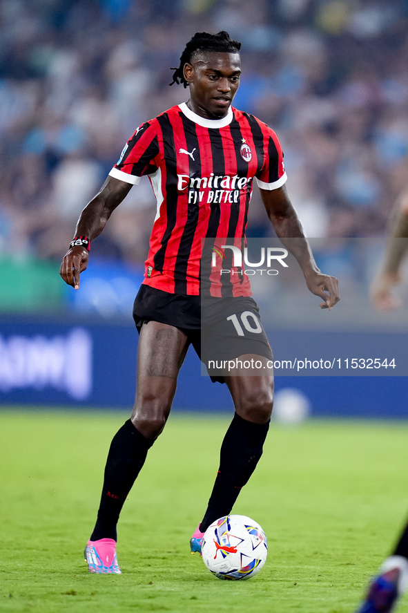 Rafael Leao of AC Milan during the Serie A Enilive match between SS Lazio and AC Milan at Stadio Olimpico on Aug 31, 2024 in Rome, Italy. 