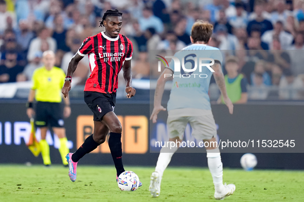 Rafael Leao of AC Milan during the Serie A Enilive match between SS Lazio and AC Milan at Stadio Olimpico on Aug 31, 2024 in Rome, Italy. 