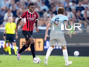 Rafael Leao of AC Milan during the Serie A Enilive match between SS Lazio and AC Milan at Stadio Olimpico on Aug 31, 2024 in Rome, Italy. (