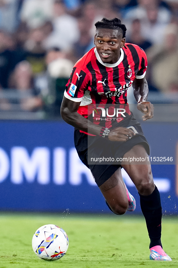 Rafael Leao of AC Milan during the Serie A Enilive match between SS Lazio and AC Milan at Stadio Olimpico on Aug 31, 2024 in Rome, Italy. 