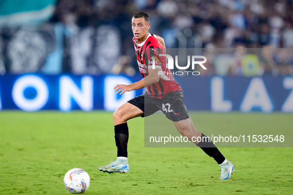 Filippo Terracciano of AC Milan during the Serie A Enilive match between SS Lazio and AC Milan at Stadio Olimpico on Aug 31, 2024 in Rome, I...