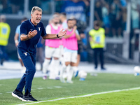 Marco Baroni head coach of SS Lazio yells during the Serie A Enilive match between SS Lazio and AC Milan at Stadio Olimpico on Aug 31, 2024...