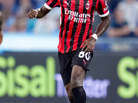 Yunus Musah of AC Milan during the Serie A Enilive match between SS Lazio and AC Milan at Stadio Olimpico on Aug 31, 2024 in Rome, Italy. (