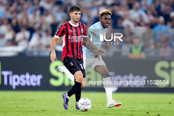 Christian Pulisic of AC Milan during the Serie A Enilive match between SS Lazio and AC Milan at Stadio Olimpico on Aug 31, 2024 in Rome, Ita...