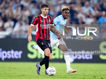 Christian Pulisic of AC Milan during the Serie A Enilive match between SS Lazio and AC Milan at Stadio Olimpico on Aug 31, 2024 in Rome, Ita...