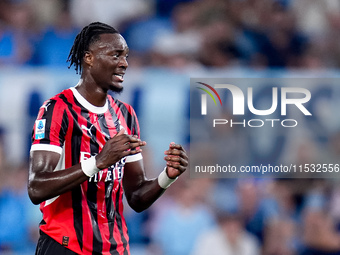 Tammy Abraham of AC Milan looks dejected during the Serie A Enilive match between SS Lazio and AC Milan at Stadio Olimpico on Aug 31, 2024 i...