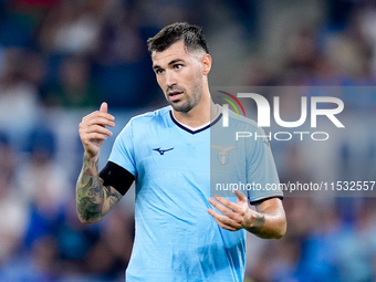 Alessio Romagnoli of SS Lazio reacts during the Serie A Enilive match between SS Lazio and AC Milan at Stadio Olimpico on Aug 31, 2024 in Ro...