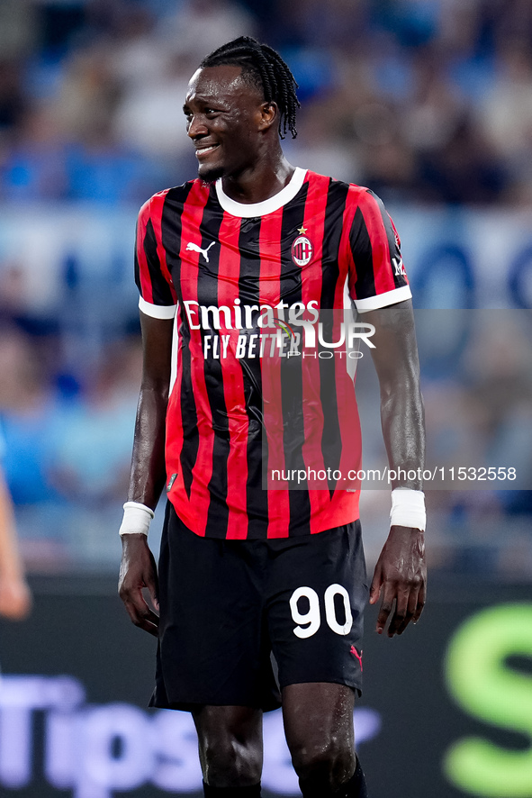 Tammy Abraham of AC Milan looks dejected during the Serie A Enilive match between SS Lazio and AC Milan at Stadio Olimpico on Aug 31, 2024 i...